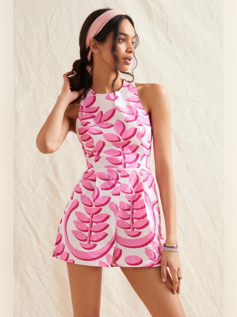Anthropologie Porridge Rosy Cotton Cut-Out Romper, Size 4